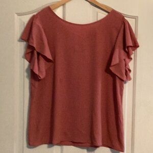 SHEIN Brown Ruffled Short Sleeve Blouse